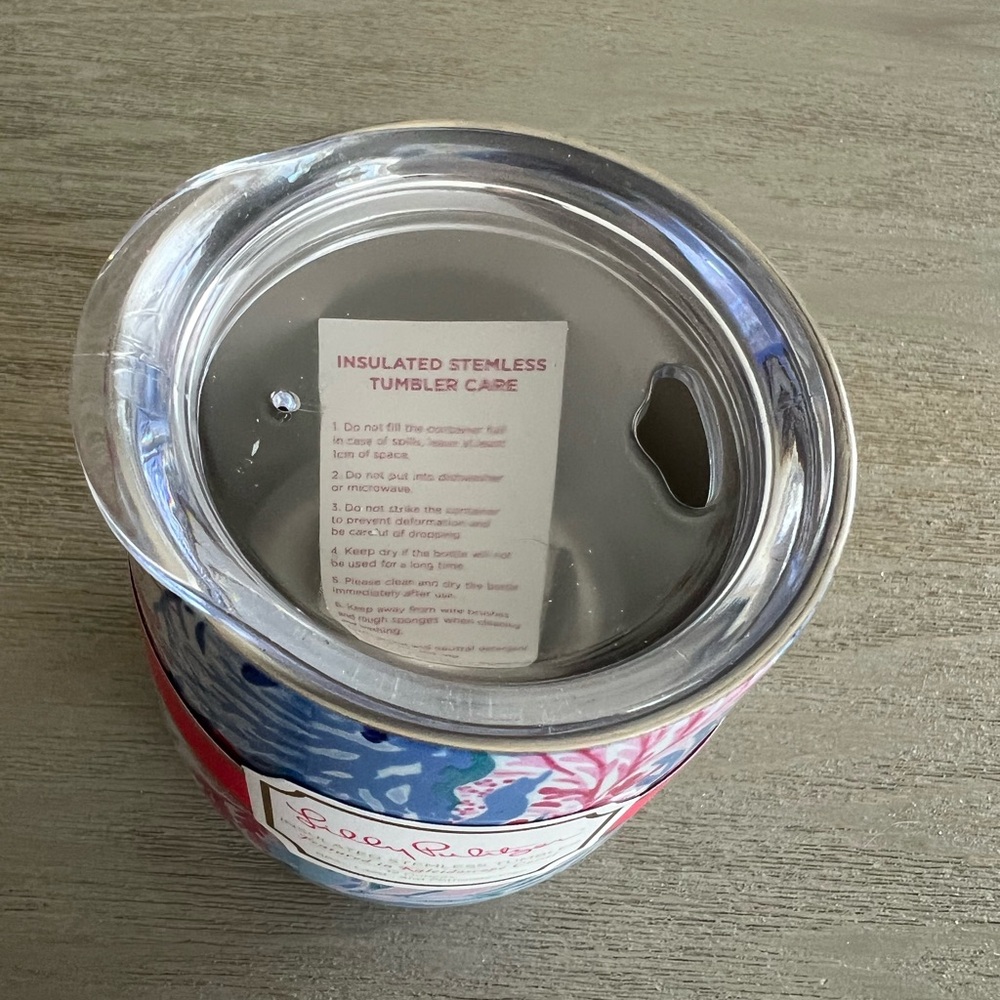 NWT Lilly Pulitzer 12oz stemless tumbler kaleidoscope coral - Picture 2 of 3